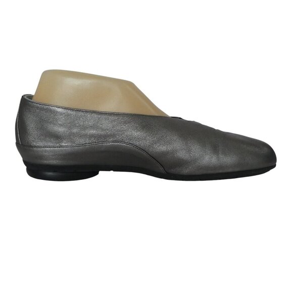 Thierry Rabotin Grace Pewter Wash Silver Italian Leather Flats Women 38.5 US 8.5 - Picture 5 of 12